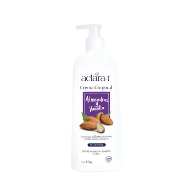 Aclara-T Crema Corporal Almendras Y Vainilla - Frasco 450 G
