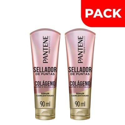 D&uacute;o Pack Sellador De Puntas Pantene Pro-V Colageno - Frasco 90 ML