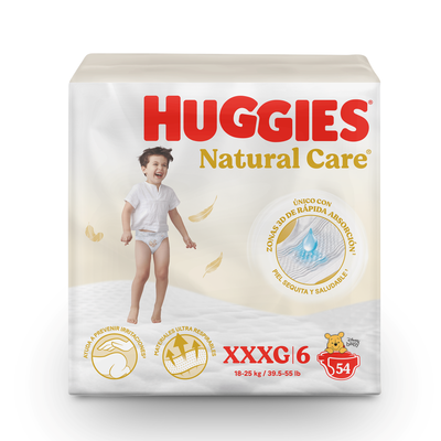 Pa&ntilde;ales Huggies Natural Care Bigpack Talla XXXG - Bolsa 54 UN