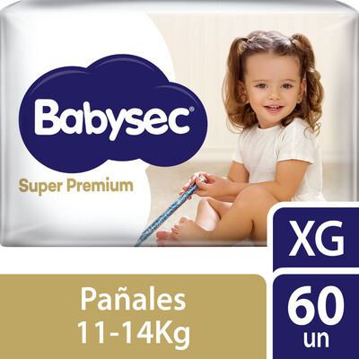 Pa&ntilde;al Babysec S&uacute;per Premium Talla XG - Bolsa 60 UN
