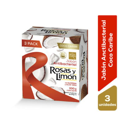 Jab&oacute;n Rosas & Limon Coco Caribe Tripack - Caja 1 UN