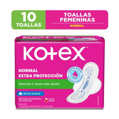 Kotex Toalla Higi&eacute;nica Normal Extra Protecci&oacute;n - Bolsa 10 UN