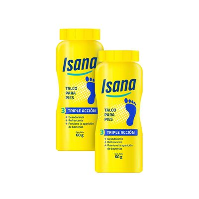 Isana Talco Triple Acci&oacute;n 240Gr + 60Gr - Pack 2 UN