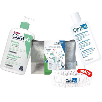 Pack Foaming Cerave Gel Limpiador Espumoso 473 ML + Loci&oacute;n Hidratante 88 ML + Neceser - 3 UN