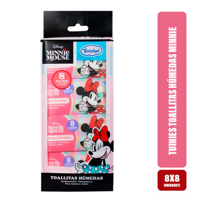 Toallitas H&uacute;medas Tuinies Minnie Mouse - Bolsa 8 Unidades