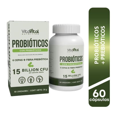 VitaVital Nutrition Probi&oacute;ticos + prebi&oacute;ticos - Frasco 60 UN
