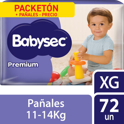 Pa&ntilde;al Babysec Premium S&uacute;per Mega Talla XG - Bolsa 72 UN