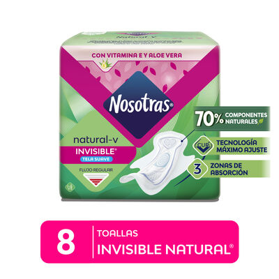 Toallas Higi&eacute;nicas Nosotras Invisible Natural Tela - Bolsa 8 UN