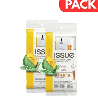 D&uacute;o Pack Coloraci&oacute;n En Crema Issue Eco Keratina N&deg;1 Negro