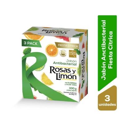 Jab&oacute;n  Rosas & Limon Fiesta Citrica Tripack - Caja 1 UN