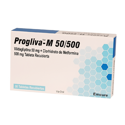 Progliva-M 50mg + 500mg Tabletas - Caja 30 UN
