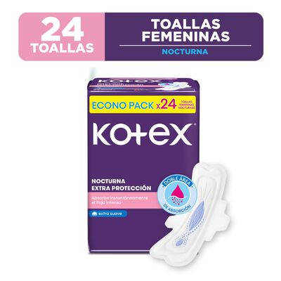 Kotex Toalla Higi&eacute;nica Nocturna Extra Protecci&oacute;n - Bolsa 24 UN