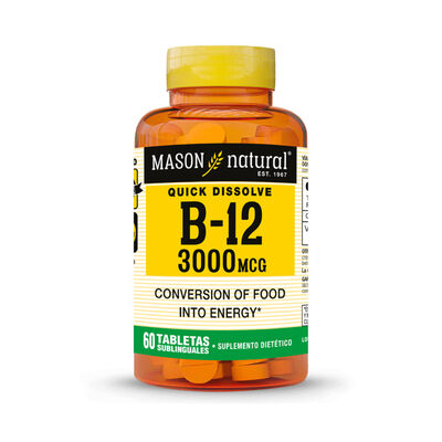 Vitamina B12 3000 Mcg Tabletas Sublinguales Sabor Dulce - Frasco 60 UN