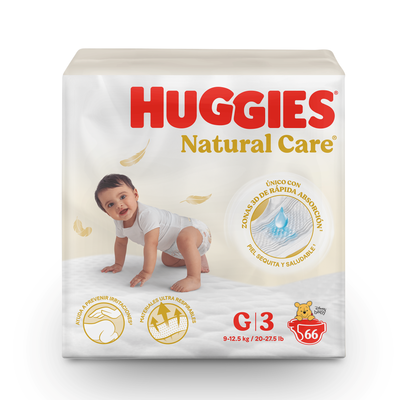 Pa&ntilde;ales Huggies Natural Care Bigpack Talla G - Bolsa 66 UN
