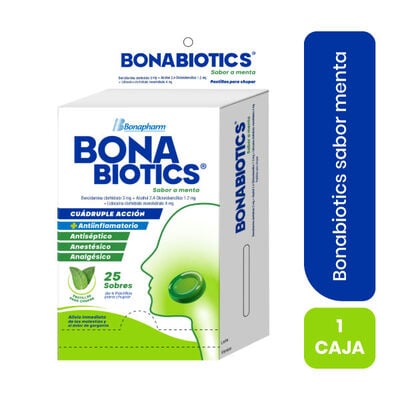 Bonabiotics pastilla sabor menta - Caja 25 sobres