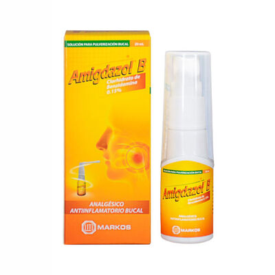 Amigdazol B 0.15% Soluci&oacute;n para Pulverizaci&oacute;n Bucal - Frasco 20 ML