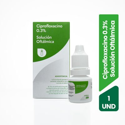 Ciprofloxacino 0.3% Soluci&oacute;n Oft&aacute;lmica - Frasco 5 ML