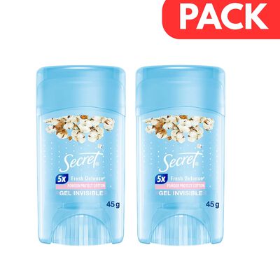 D&uacute;o Pack Secret Desodorante en Gel Invisible Cotton - Frasco 45 G
