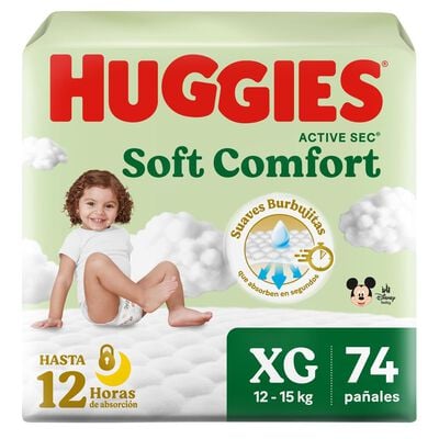 Pa&ntilde;al Huggies Active Sec EconoPack Talla XG - Bolsa 74 UN