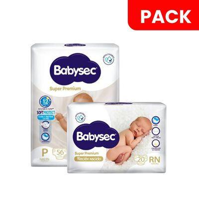 Pa&ntilde;al Babysec Reci&eacute;n Nacido & Super Premium Talla P - Pack 2 UN