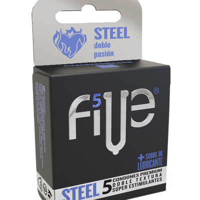 Preservativo Five Steel Doble Textura - Caja 5UN