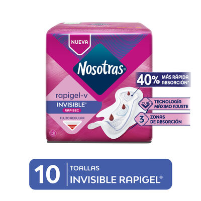 Toallas Higi&eacute;nicas Nosotras Invisible Rapigel - Bolsa 10 UN