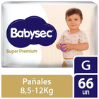 Pa&ntilde;al Babysec S&uacute;per Premium Talla G - Bolsa 66 UN, , large image number null