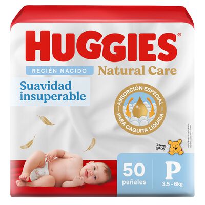 Pa&ntilde;al Huggies Natural Care Primeros D&iacute;as - Bolsa 50UN