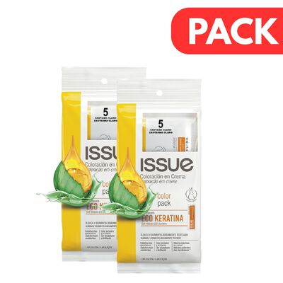 D&uacute;o Pack Coloraci&oacute;n En Crema Issue Eco Keratina N&deg;5 Casta&ntilde;o Claro