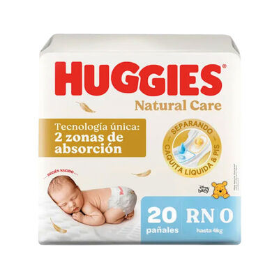 Pa&ntilde;al Huggies Natural Care Talla R/N - Bolsa 20UN