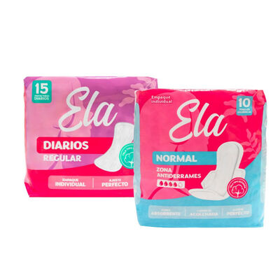 Pack Ela Fem Protectores Diarios 15UN & Toalla Higi&eacute;nica Normal 10UN