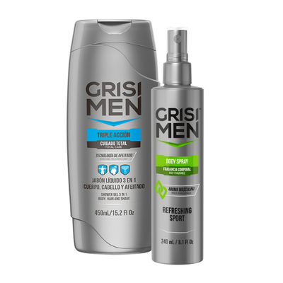 Grisi Men Body Spray + Jab&oacute;n L&iacute;quido - Pack 2 UN