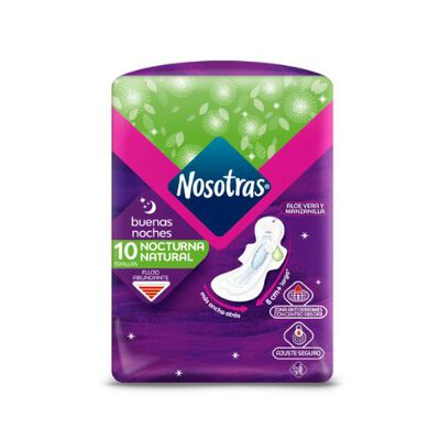 Toallas Higi&eacute;nicas Nosotras Natural Buenas Noches - Bolsa 10 UN