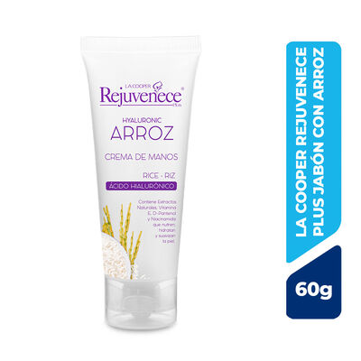 Rejuvenece Crema de manos arroz Hyaluron - Frasco 60g