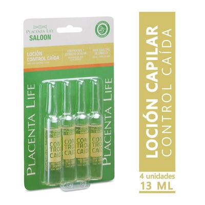 Tratamiento Capilar Placenta Life Ampolla Control Ca&iacute;da - Pack 4 UN