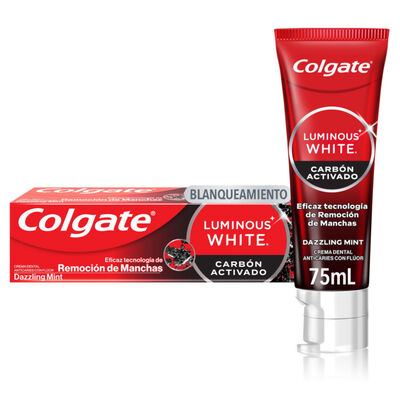 Crema Dental Colgate Luminous White Carb&oacute;n Activado - Tubo 75 ML