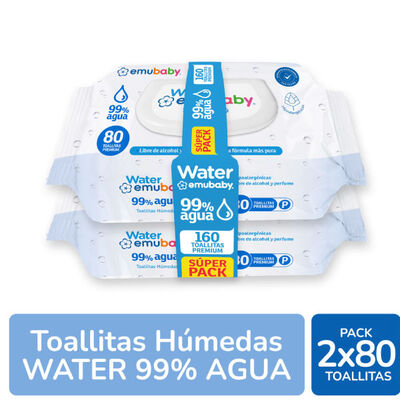 Embubaby Water  Toalla H&uacute;meda - Pack 2 bolsas de 80 UN