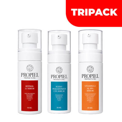 Propiel Vitamina C 10% + &Aacute;cido Hialur&oacute;nico 2,5% + Retinol 2,5% - Pack 3UN