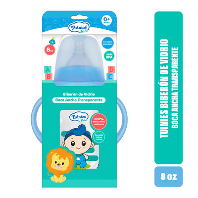 Biber&oacute;n de Vidrio boca ancha 8 Oz Tuinies mixto - 1 Unidad