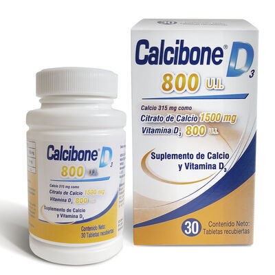 Calcibone 1500Mg-800 U.I Tabletas Recubiertas - Frasco 30 UN