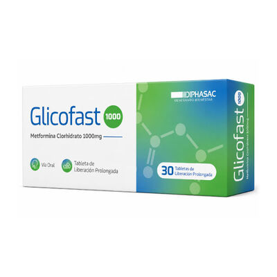 Glicofast 1000MG - Caja 30 Tabletas liberaci&oacute;n prolongada