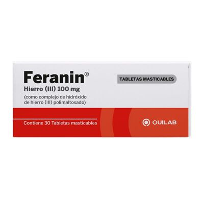Feranin 100 Mg Tabletas Masticables - Caja 30 UN