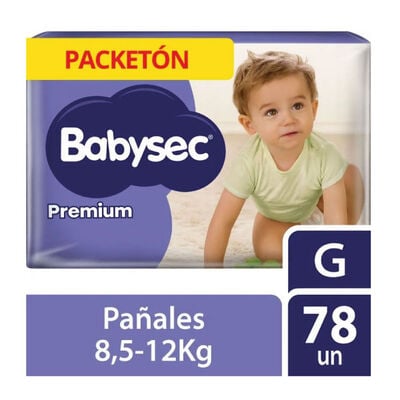 Pa&ntilde;al Babysec Premium Packet&oacute;n talla G - Bolsa 78 UN