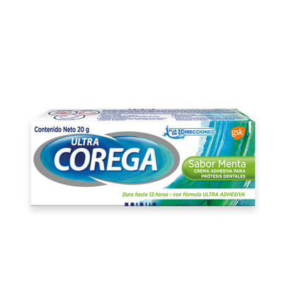 Crema Adhesiva Corega Ultra Sabor Menta - Tubo 20 G