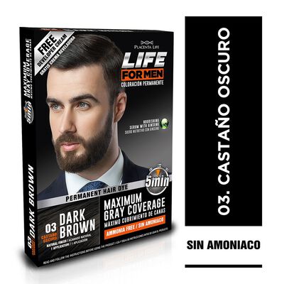 Tinte Life For Men 3 Casta&ntilde;o + Sachet Activador - Caja 1 UN