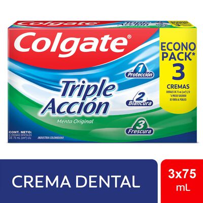 Crema Dental Colgate Triple Acci&oacute;n 75G - Pack 3 UN