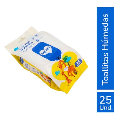 Toallitas h&uacute;medas especiales Agugu - Bolsa 25UN