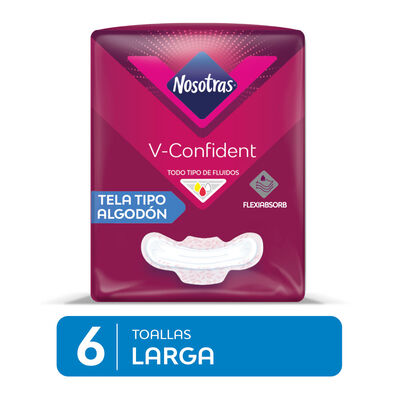 Toalla Higi&eacute;nica Nosotras V-Confident Large - Bolsa 6 UN