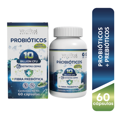 Vitavital Probi&oacute;ticos con Prebi&oacute;ticos 10 Billion CFU- Frasco 60 c&aacute;psulas