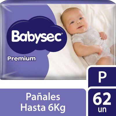 Pa&ntilde;al Babysec Premium Mega Talla P - Bolsa 62 UN